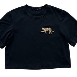 VERONICA BEARD BOXY CROPPED BLACK TIIGER TEE- size XS